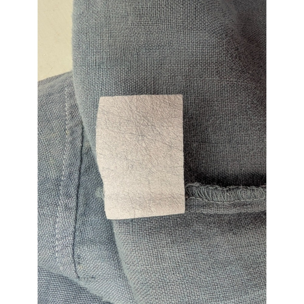 Womens Linen Button Front Maxi Shirt Dress Embroidered Logo Size S Blue Chambray - Picture 12 of 13